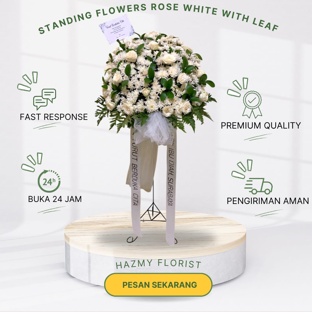 Standing Flowers Rose White With Leaf