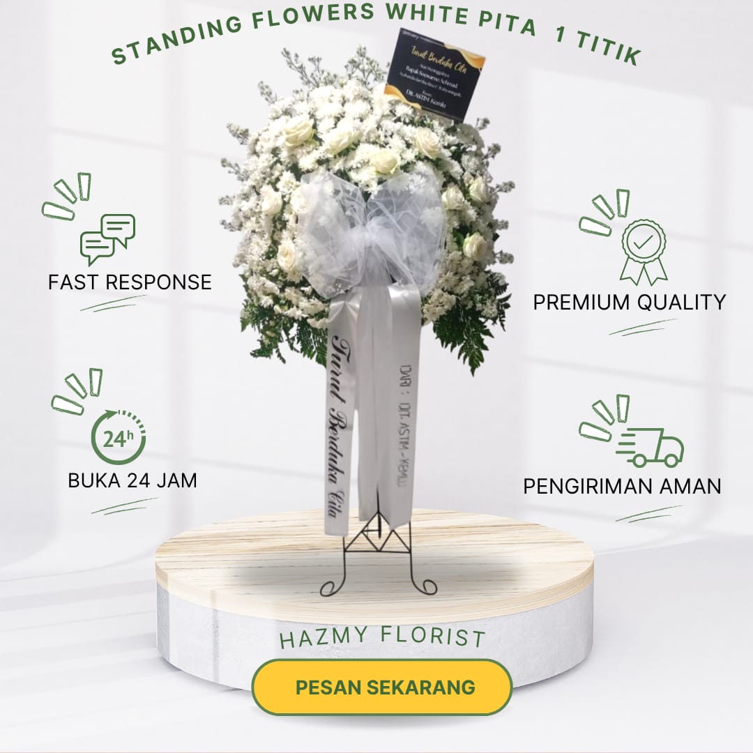 Standing Flowers White Pipa 1 Titik