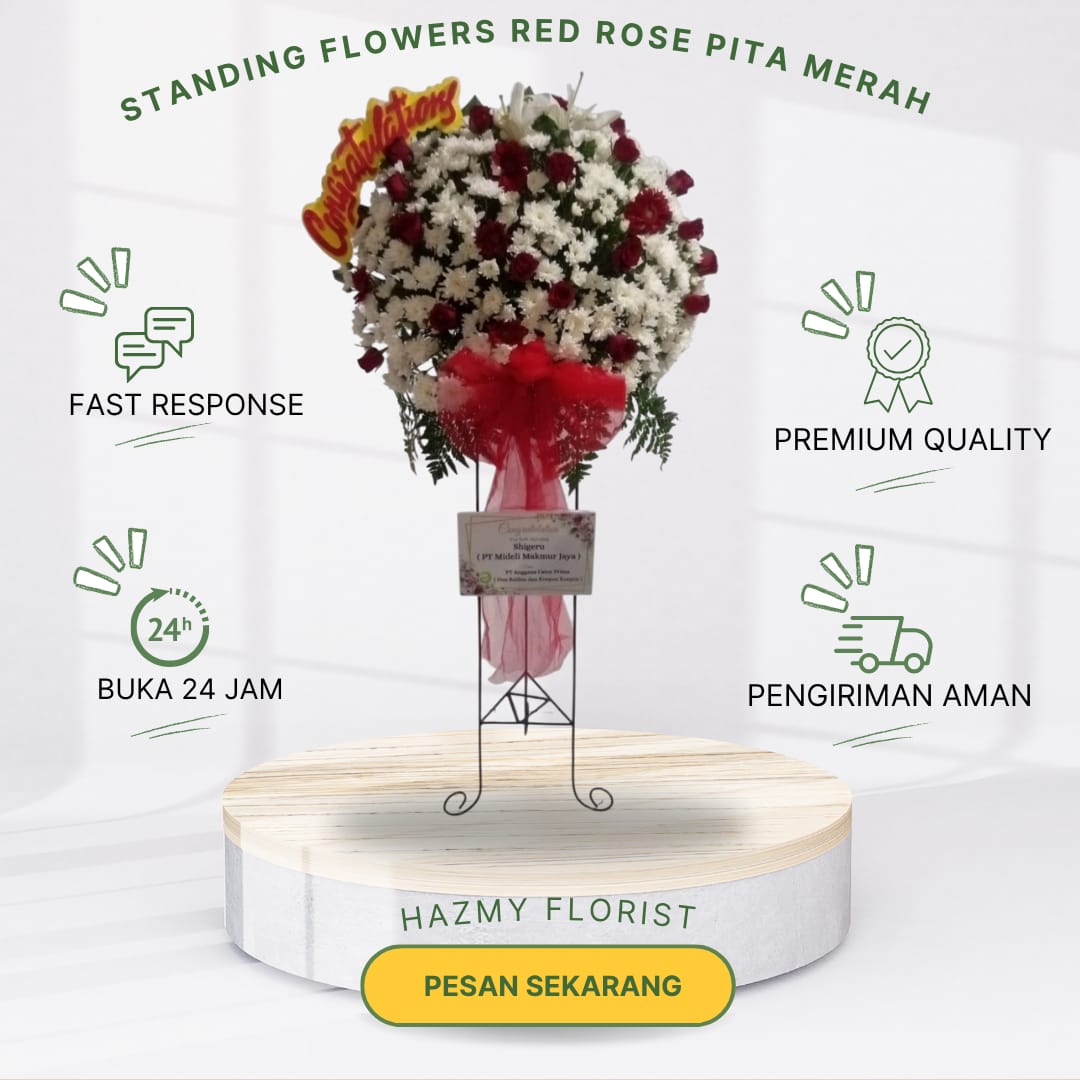 Standing Flowers Red Rose Pita Merah