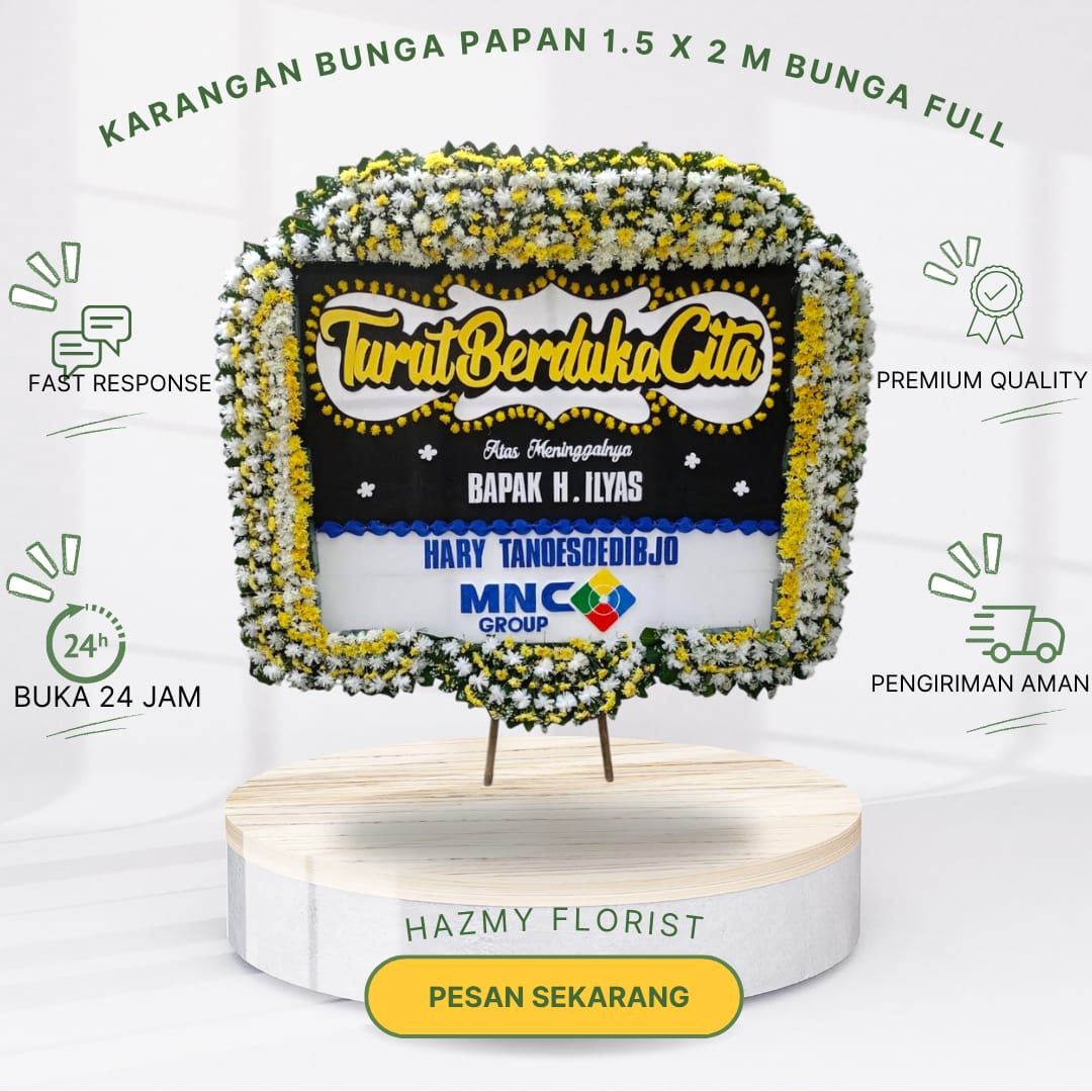 Karangan Bunga Papan 1.5 x 2 M Bunga Full