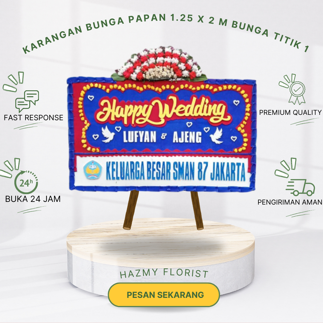 Karangan Bunga Papan Wedding Murah 1.25 x 2 M Bunga Titik 1