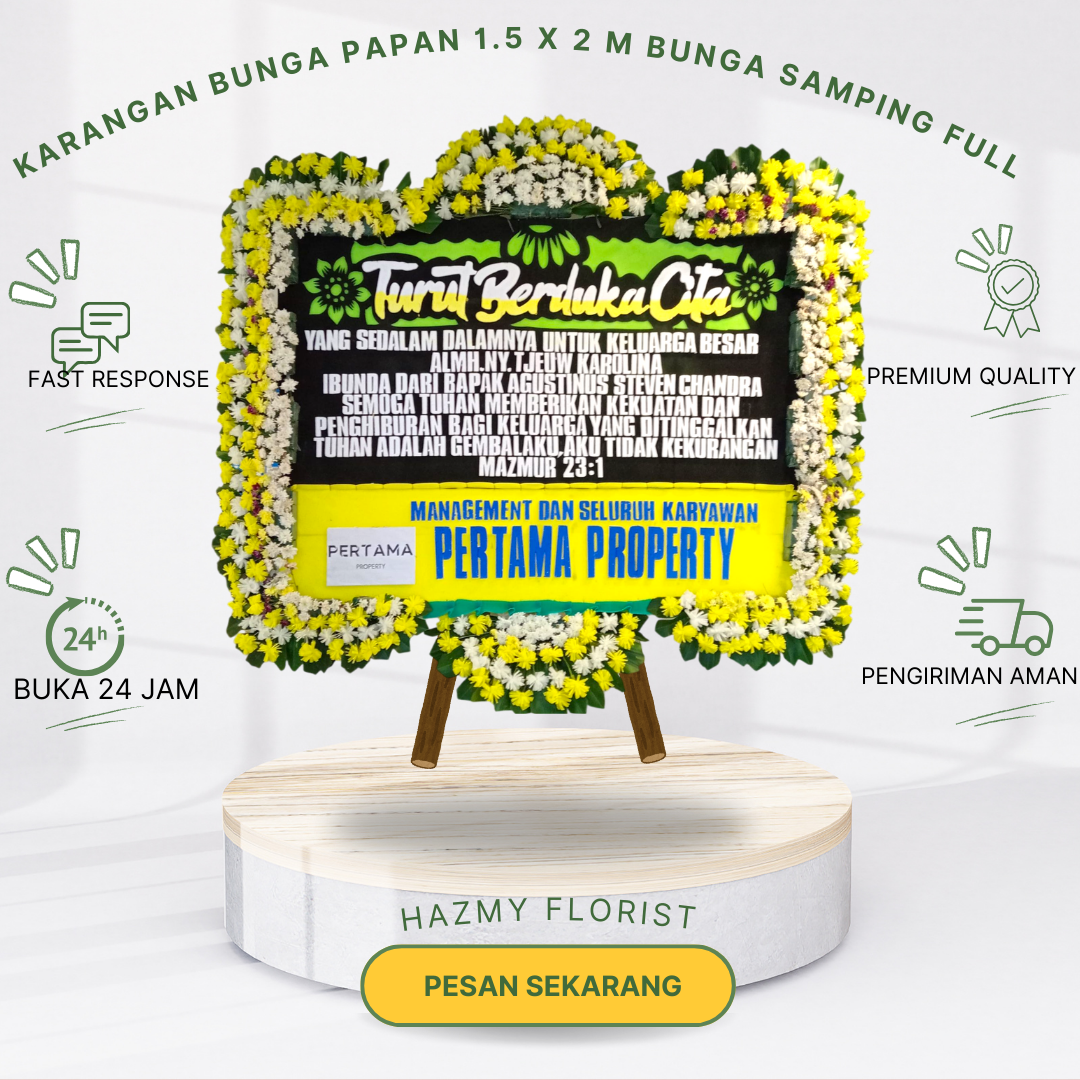 Karangan Bunga Papan 1.5 x 2 M Bunga Full Samping